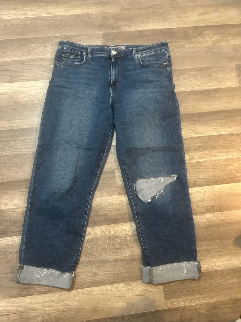 Joe’s Jeans Dark Blue Distressed Cuffed Jeans